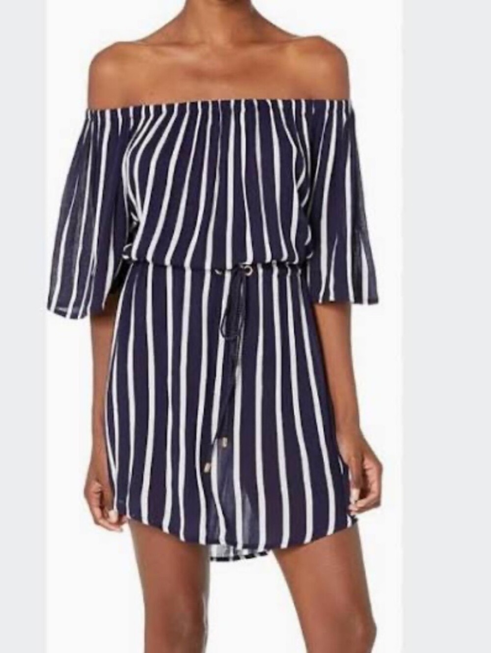 La Blanca Striped Nautical Short Sleeve Cover Up / Dress